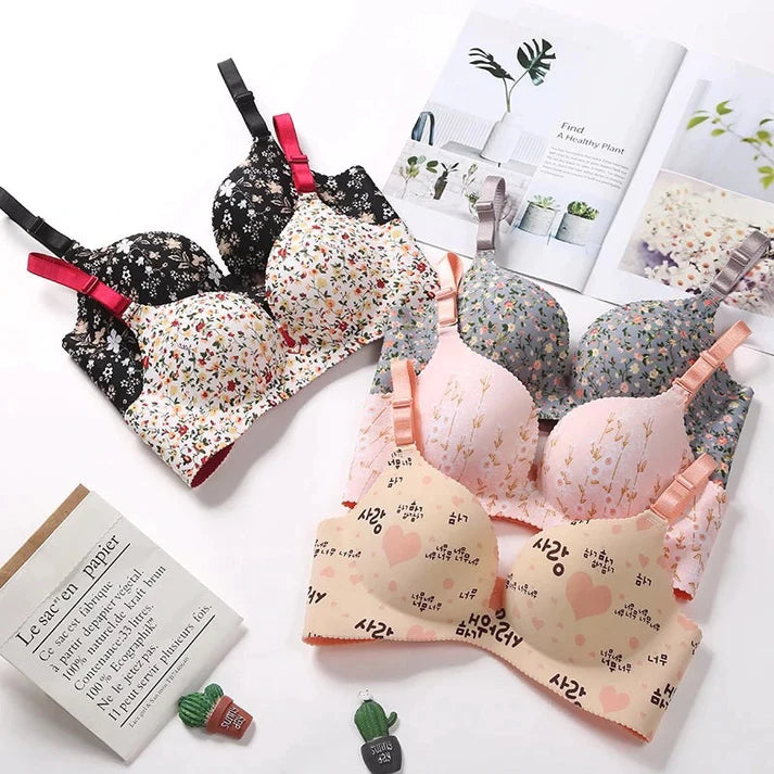 SILKIFY PRINTED COMBO OF 5 BRA  IMPORTED